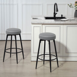 HOMCOM Set of Two Faux Leather Bar Stools - Grey/Black - thumbnail 9