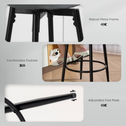 HOMCOM Set of Two Faux Leather Bar Stools - Grey/Black - thumbnail 7