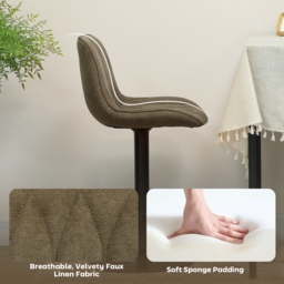 HOMCOM Set of Two Linen-Look Bar Stools, Cat Scratch Resistant, Brown - Aosom UK - thumbnail 7