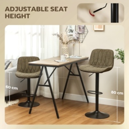 HOMCOM Set of Two Linen-Look Bar Stools, Cat Scratch Resistant, Brown - Aosom UK - thumbnail 5