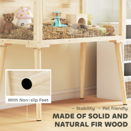 PawHut Wooden Hamster Cage, Hamster Habitat with Openable Top, Seesaws, Platforms, Water Bottle for Gerbils, 110 x 52 x 101 cm - thumbnail 5