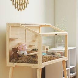 PawHut Wooden Hamster Cage, Hamster Habitat with Openable Top, Seesaws, Platforms, Water Bottle for Gerbils, 110 x 52 x 101 cm - thumbnail 8
