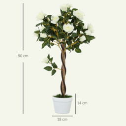Outsunny Set of Two Faux Rose Trees - White - thumbnail 3