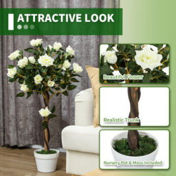 Outsunny Set of Two Faux Rose Trees - White - thumbnail 5