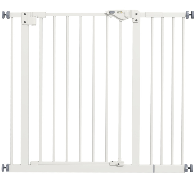 PawHut Flexible Pet Gate: Adjustable Metal Barrier for Dogs, 74-94cm Width, Secure Fit, White - Aosom UK - image 1