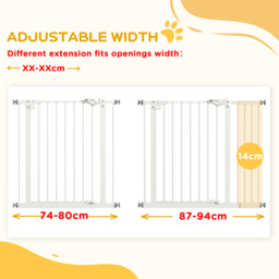 PawHut Flexible Pet Gate: Adjustable Metal Barrier for Dogs, 74-94cm Width, Secure Fit, White - Aosom UK - thumbnail 7