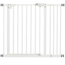 PawHut Flexible Pet Gate: Adjustable Metal Barrier for Dogs, 74-94cm Width, Secure Fit, White - Aosom UK