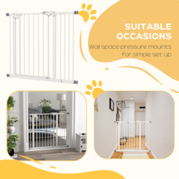 PawHut Flexible Pet Gate: Adjustable Metal Barrier for Dogs, 74-94cm Width, Secure Fit, White - Aosom UK - thumbnail 6