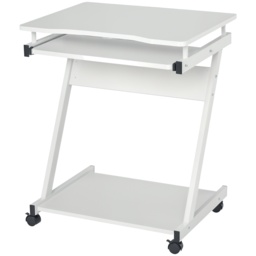 HOMCOM Movable Compact Small Computer PC Desk with 4 Moving Wheels Sliding Keyboard Tray Home Office Gaming Study Workstation White - Aosom UK - thumbnail 1