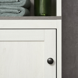 Kleankin Narrow Bathroom Cabinet, Tall Storage Unit with 3 Shelves, Adjustable Interior Shelf, Vintage White - Aosom UK - thumbnail 7