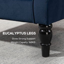 HOMCOM Wingback Accent Chair, Retro Upholstered Button Tufted Occasional Chair for Living Room and Bedroom, Dark Blue - thumbnail 7