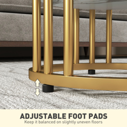 HOMCOM Set of Two Marble-Effect Coffee Tables - White/Gold-Tone - thumbnail 7