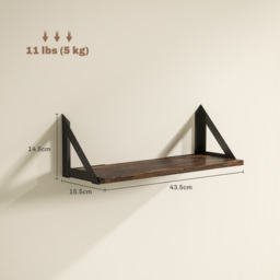 HOMCOM Set of 3 Wall Mounted Floating Shelves, Vintage Wall Shelves for Living Room, Entryway, Bedroom, Rustic Brown - thumbnail 3