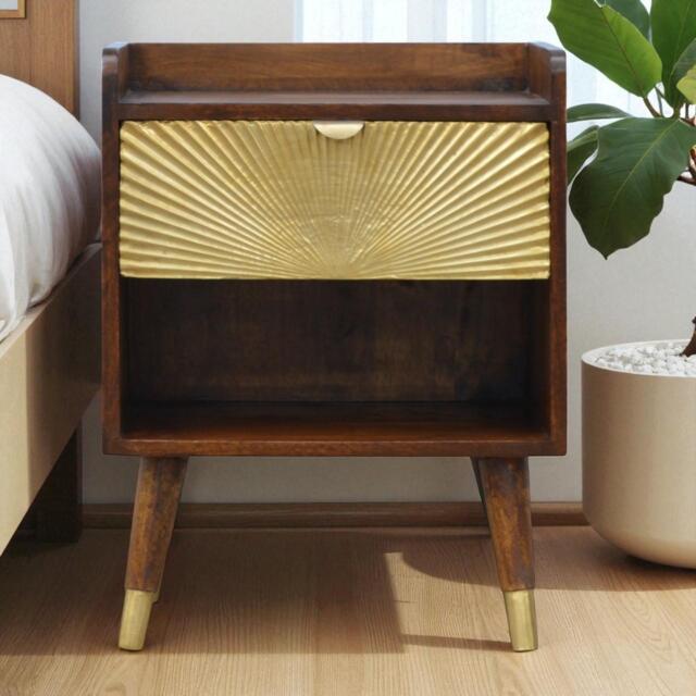 Mini Nightstand with Space-Saving Storage, Durable Side Table with Spacious Drawer & Single Shelf for Bedroom, Brown - Aosom UK - image 1