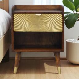 Mini Nightstand with Space-Saving Storage, Durable Side Table with Spacious Drawer & Single Shelf for Bedroom, Brown - Aosom UK