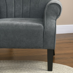 HOMCOM Upholstered Accent Chair with High Back, Rolled Arms and Wood Legs, Soft Thick Padded Armchair, Grey - thumbnail 8