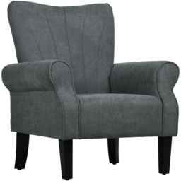 HOMCOM Upholstered Accent Chair with High Back, Rolled Arms and Wood Legs, Soft Thick Padded Armchair, Grey - thumbnail 1