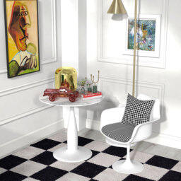 HOMCOM Small Round Dining Table, with Steel Base, Non-slip Foot Pad, Compact Size for Kitchen, Dining Room, White and Grey - Aosom UK - thumbnail 8