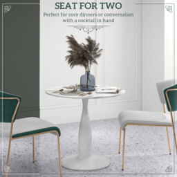 HOMCOM Small Round Dining Table, with Steel Base, Non-slip Foot Pad, Compact Size for Kitchen, Dining Room, White and Grey - Aosom UK - thumbnail 4