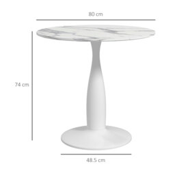 HOMCOM Small Round Dining Table, with Steel Base, Non-slip Foot Pad, Compact Size for Kitchen, Dining Room, White and Grey - Aosom UK - thumbnail 3
