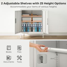 HOMCOM Metal Storage Cabinet with Lock and Adjustable Shelves - White - thumbnail 4