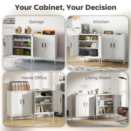 HOMCOM Metal Storage Cabinet with Lock and Adjustable Shelves - White - thumbnail 6