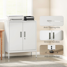 HOMCOM Metal Storage Cabinet with Lock and Adjustable Shelves - White - thumbnail 7