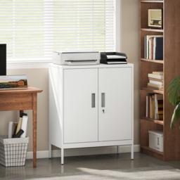 HOMCOM Metal Storage Cabinet with Lock and Adjustable Shelves - White - thumbnail 9