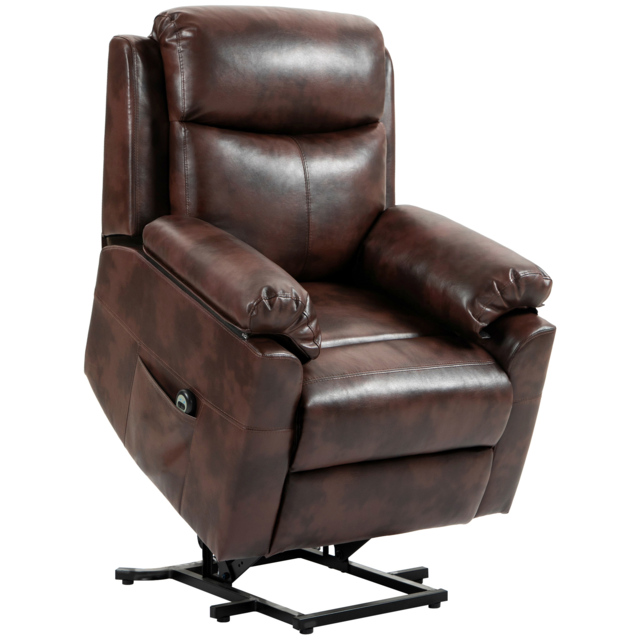 HOMCOM Riser and Recliner Chair for the Elderly, Lift Chair with Remote Control, Side Pockets, Pocket Spring, Dark Brown - Aosom UK - image 1