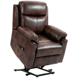 HOMCOM Riser and Recliner Chair for the Elderly, Lift Chair with Remote Control, Side Pockets, Pocket Spring, Dark Brown - Aosom UK