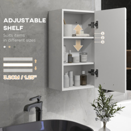 kleankin Bathroom Wall Cabinet, High Gloss Bathroom Storage Cabinet with Soft-Close Door, 3 Shelves, Adjustable Shelf, White - thumbnail 5