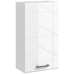 kleankin Bathroom Wall Cabinet, High Gloss Bathroom Storage Cabinet with Soft-Close Door, 3 Shelves, Adjustable Shelf, White - thumbnail 1