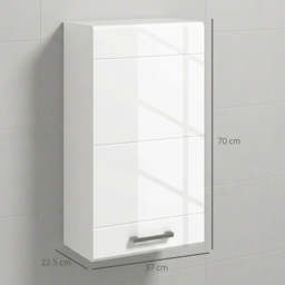 kleankin Bathroom Wall Cabinet, High Gloss Bathroom Storage Cabinet with Soft-Close Door, 3 Shelves, Adjustable Shelf, White - thumbnail 3