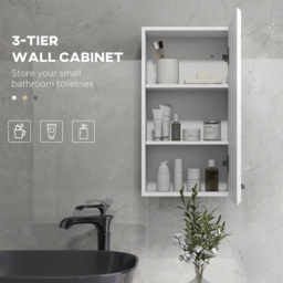 kleankin Bathroom Wall Cabinet, High Gloss Bathroom Storage Cabinet with Soft-Close Door, 3 Shelves, Adjustable Shelf, White - thumbnail 4