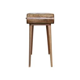 Solid Mango Wood Round Dressing Table 3 Drawers and Foldable Mirror, Hand‑finished Desk with Oak-ish Finish, 40L x 100W x 80H cm, Brown - Aosom UK - thumbnail 7
