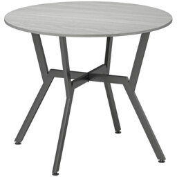 HOMCOM Dining Table, Round Kitchen Table with Black Legs, Anti-slip Foot Pads for Living Room, Dining Room 90 x 76 cm, Grey - thumbnail 1