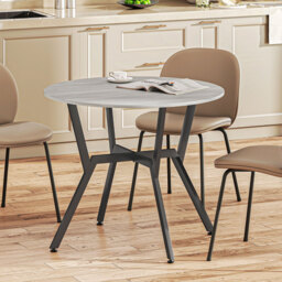 HOMCOM Dining Table, Round Kitchen Table with Black Legs, Anti-slip Foot Pads for Living Room, Dining Room 90 x 76 cm, Grey - thumbnail 9