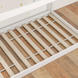 HOMCOM Single Bed Base with House Scandinavian Style, Wooden Bed Frame for 90W x 190Dcm Mattress, White - Aosom UK - thumbnail 8