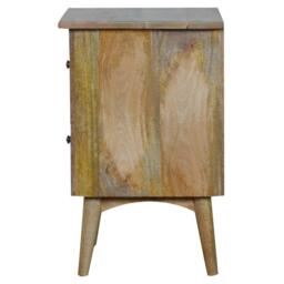 Solid Wood Nordic Bedside Table with 2 Smooth-Glide Drawers, Circular Design, Bedside Cabinet with Unique Grain, 38L x 45W x 60H cm, Brown - Aosom UK - thumbnail 9