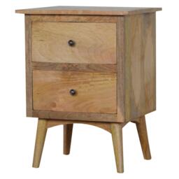 Solid Wood Nordic Bedside Table with 2 Smooth-Glide Drawers, Circular Design, Bedside Cabinet with Unique Grain, 38L x 45W x 60H cm, Brown - Aosom UK - thumbnail 8