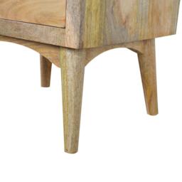 Solid Wood Nordic Bedside Table with 2 Smooth-Glide Drawers, Circular Design, Bedside Cabinet with Unique Grain, 38L x 45W x 60H cm, Brown - Aosom UK - thumbnail 6