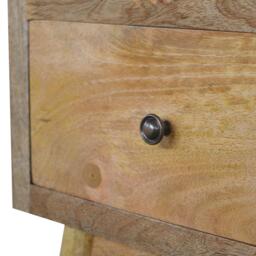 Solid Wood Nordic Bedside Table with 2 Smooth-Glide Drawers, Circular Design, Bedside Cabinet with Unique Grain, 38L x 45W x 60H cm, Brown - Aosom UK - thumbnail 5