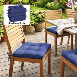 Outsunny Garden Seat Cushion with Ties, 42 x 42cm Replacement Dining Chair Seat Pad, Dark Blue - thumbnail 2