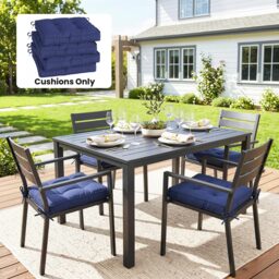 Outsunny Garden Seat Cushion with Ties, 42 x 42cm Replacement Dining Chair Seat Pad, Dark Blue - thumbnail 8