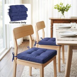 Outsunny Garden Seat Cushion with Ties, 42 x 42cm Replacement Dining Chair Seat Pad, Dark Blue - thumbnail 7