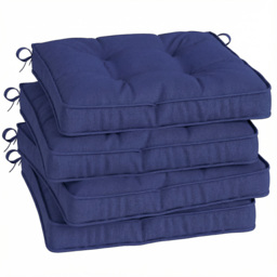 Outsunny Garden Seat Cushion with Ties, 42 x 42cm Replacement Dining Chair Seat Pad, Dark Blue - thumbnail 1