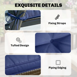 Outsunny Garden Seat Cushion with Ties, 42 x 42cm Replacement Dining Chair Seat Pad, Dark Blue - thumbnail 6