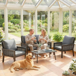 Outsunny 4 Seater Rattan Garden Furniture Set with 2 Armchairs, Loveseat, Coffee Table, Garden Sofa Set with Cushions, Dark Grey - thumbnail 9