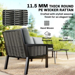 Outsunny 4 Seater Rattan Garden Furniture Set with 2 Armchairs, Loveseat, Coffee Table, Garden Sofa Set with Cushions, Dark Grey - thumbnail 4
