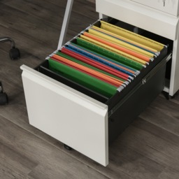 Vinsetto Wooden Cabinet Lockable File Cabinet Mobile Cabinet with 3 Drawers, Storage for Office Equipment, 60H x 39W x 48Dcm, White - Aosom UK - thumbnail 8